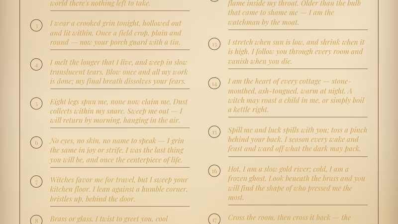 Printed advanced Halloween scavenger hunt with riddle clues on parchment-style paper