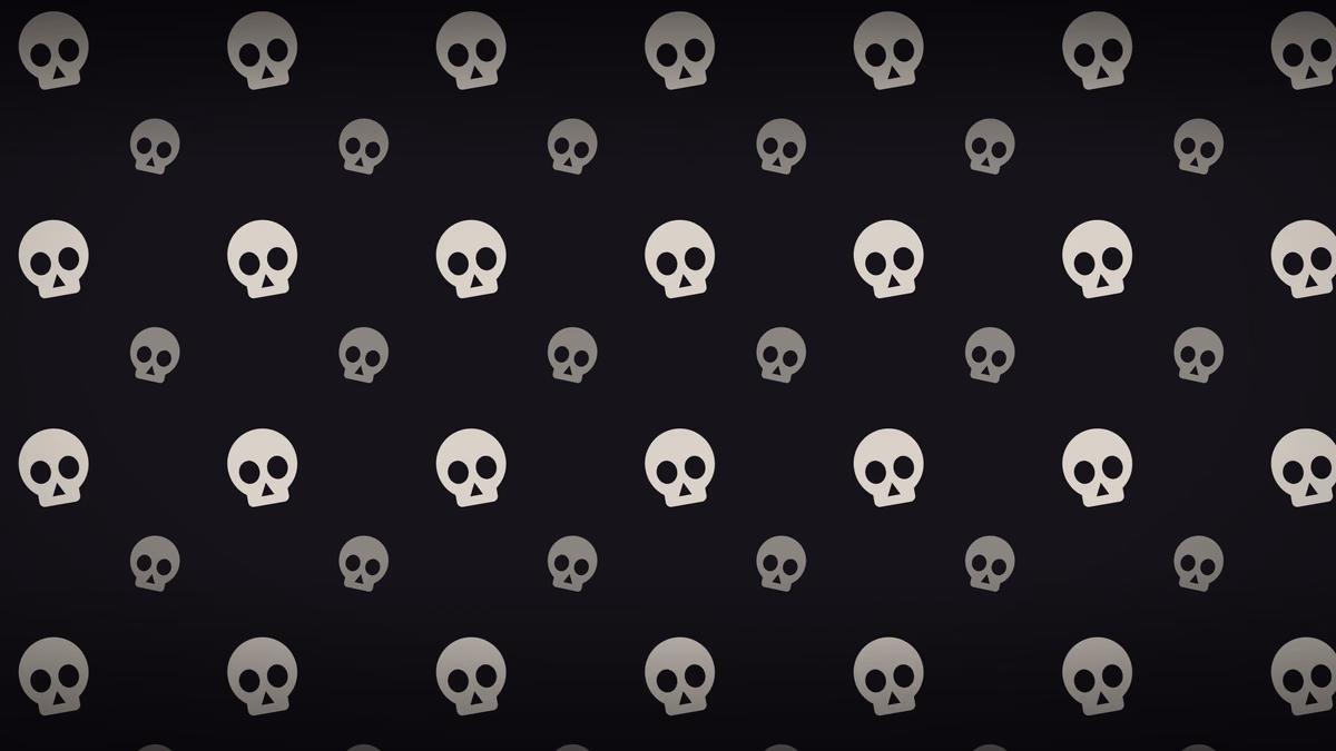 Bone White wallpaper: Bone white skulls on near black. The darkest wallpaper in the set.