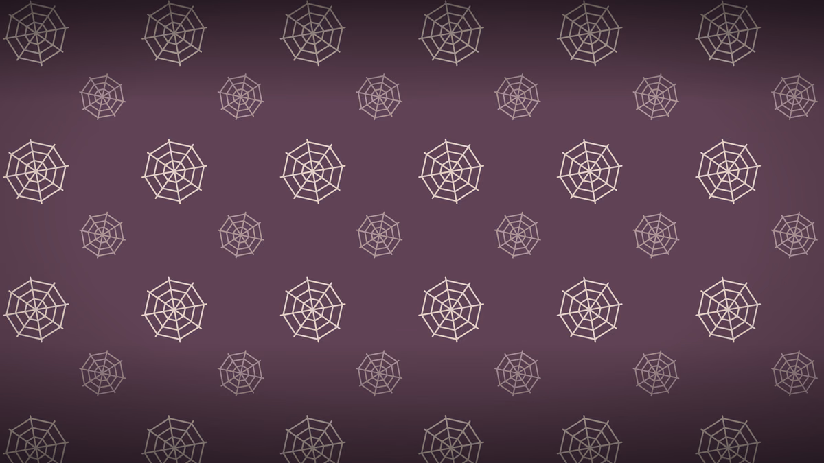 Spun Webs wallpaper: Pale spun webs on muted plum. The least busy behind app icons.